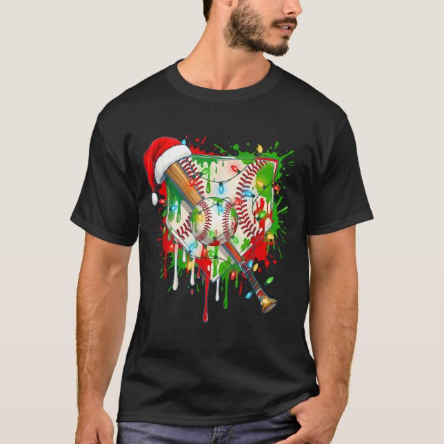 Santa Srts Ice Baseball Christmas Xmas Pajama Kid  T Shirt (Framsida)