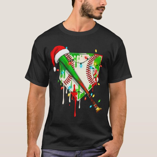 Santa Srts Ice Baseball Christmas Xmas Pajama Kid  T Shirt (Framsida)
