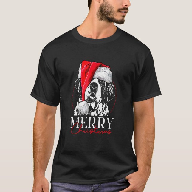 Santa St Bernard God jul hund mamma hund T Shirt (Framsida)