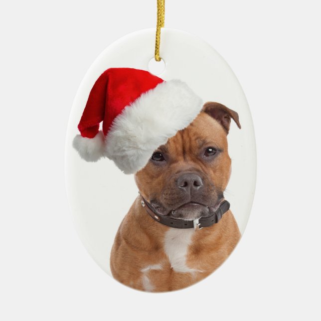 Santa Staffie julprydnad Julgransprydnad Keramik (Framsidan)