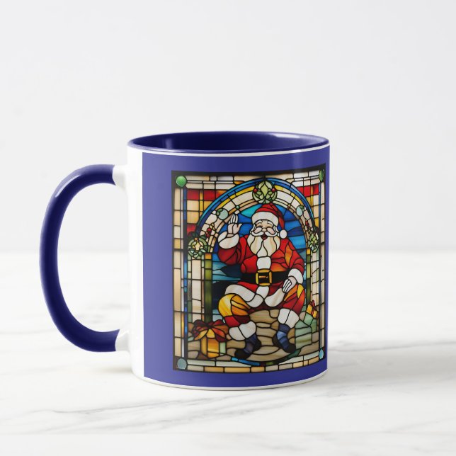 Santa Stained Glass Christmas Mugg (Vänster)