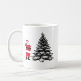 Santa standing near pine tree kaffemugg