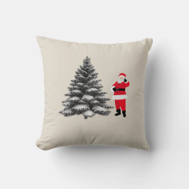 Santa standing near pine tree kudde