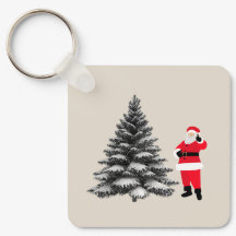 Santa standing near pine tree