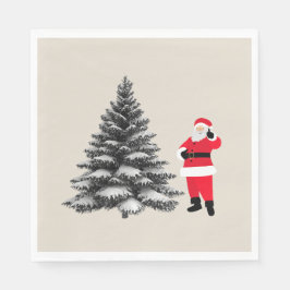 Santa standing near pine tree pappersservett