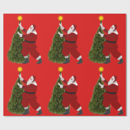 Santa Star’s Det Röda Julträdet Inpackningspapper Presentpapper