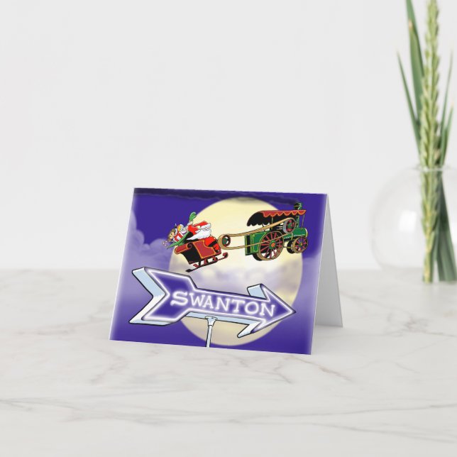 Santa Steam Tractor Swanton Kort (Framsida)