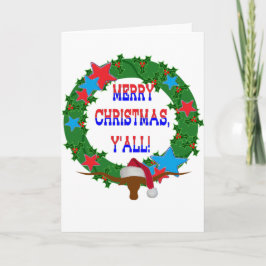 Santa Steer - God jul Y'all Helgkort
