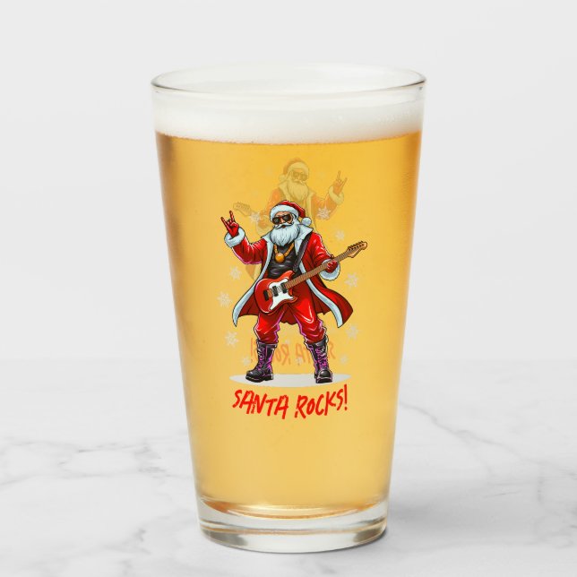 Santa Sten! Funny Jultomten som spelar gitarr Glaskopp (Framsida fylld)