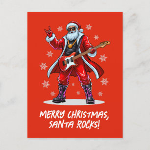Santa Sten! Funny Jultomten som spelar gitarr Helg Vykort