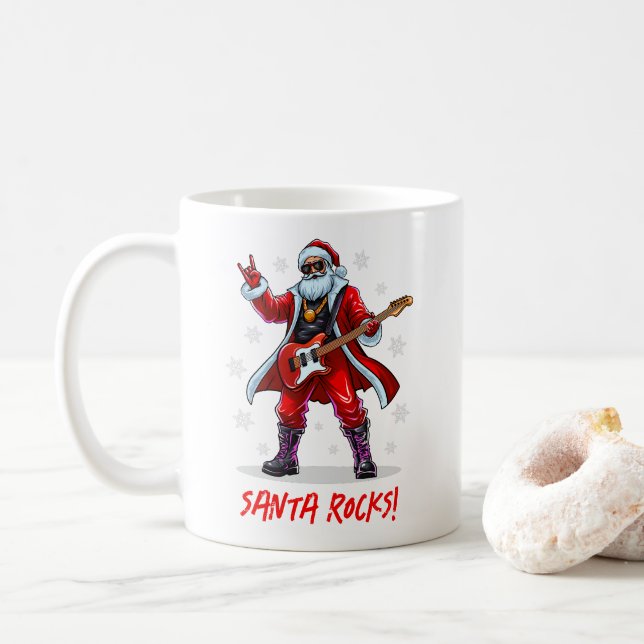 Santa Sten! Funny Jultomten som spelar gitarr Kaffemugg (Med munk)