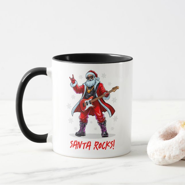 Santa Sten! Funny Jultomten som spelar gitarr Mugg (Med munk)