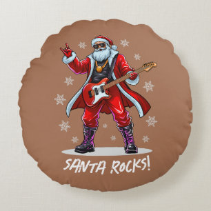 Santa Sten! Funny Jultomten som spelar gitarr Rund Kudde