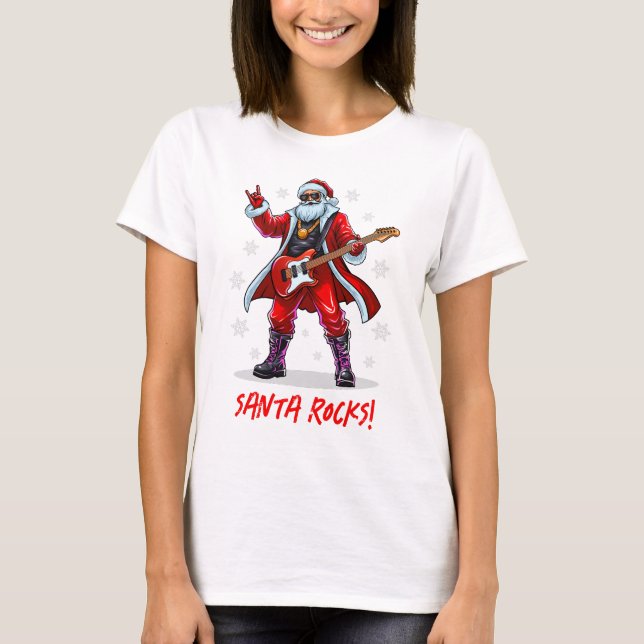 Santa Sten! Funny Jultomten som spelar gitarr T Shirt (Framsida)
