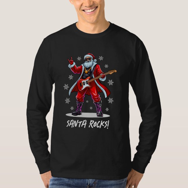 Santa Sten! Funny Jultomten som spelar gitarr T Shirt (Framsida)