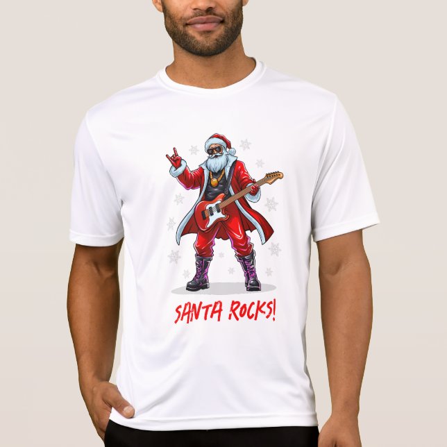 Santa Sten! Funny Jultomten som spelar gitarr T Shirt (Framsida)
