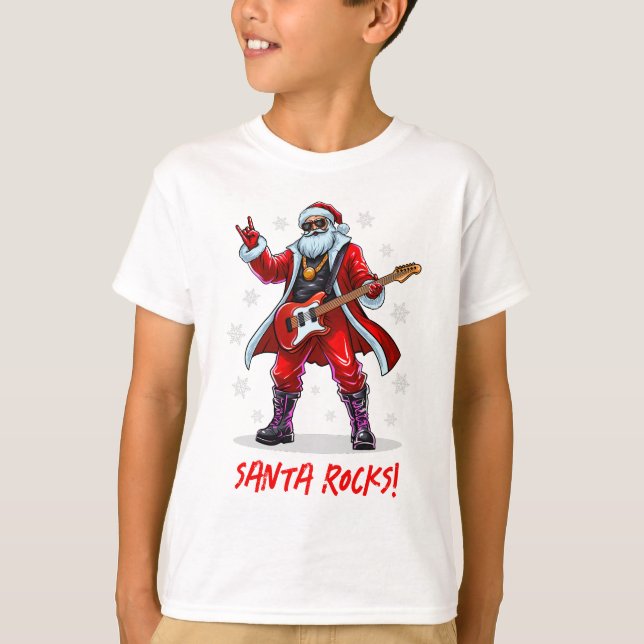 Santa Sten! Funny Jultomten som spelar gitarr T Shirt (Framsida)