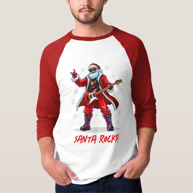 Santa Sten! Funny Jultomten som spelar gitarr T Shirt (Framsida)