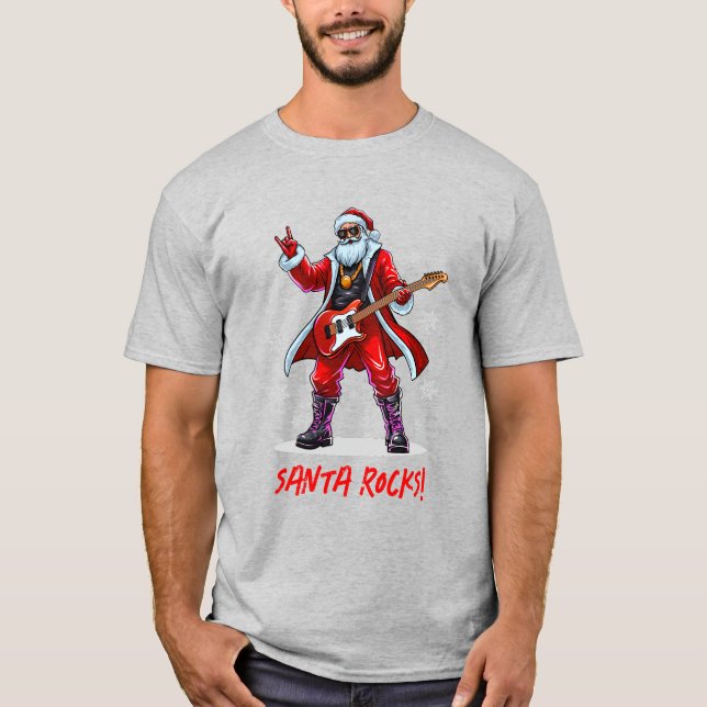 Santa Sten! Funny Jultomten som spelar gitarr T Shirt (Framsida)