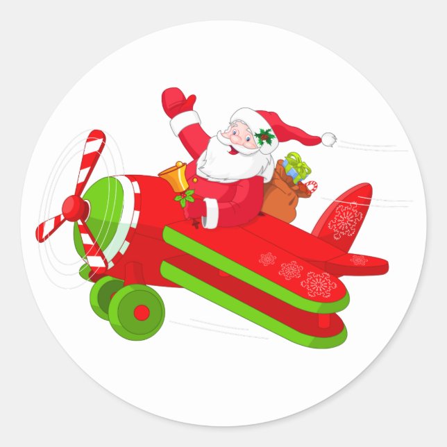 Santa Stickers Runt Klistermärke (Framsida)