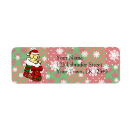 Santa Stocking Gult Labrador Puppy Tecknad Returadress Etikett