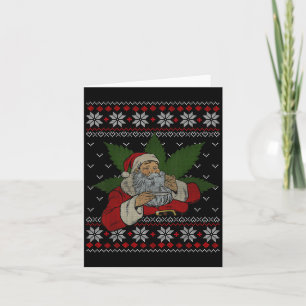 Santa Stoner Smoking Ogräs Humor Ugly jul Kort