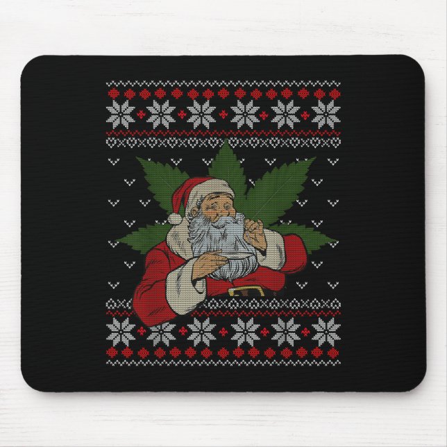 Santa Stoner Smoking Ogräs Humor Ugly jul Musmatta (Framsidan)