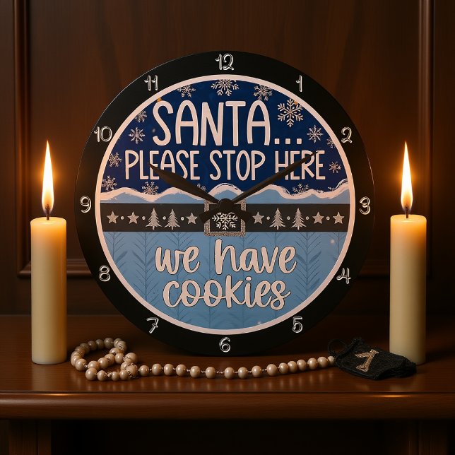 Santa Stop here Cookies Stor Klocka (Skapare uppladdad)