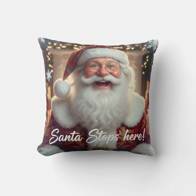 Santa Stops Here!  Kudde (Framsida)