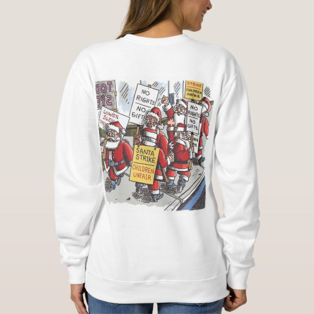 Santa Strike dam vit sweatshirt baksida T Shirt (Baksida)