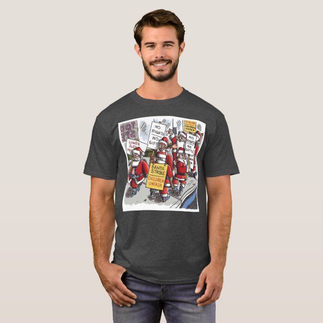 Santa Strike herr T-shirt i kol (Hel framsida)
