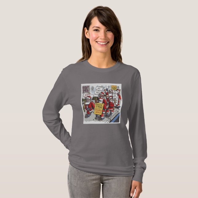 Santa Strike kvinnor livlig grå långärmad T-shirt (Hel framsida)