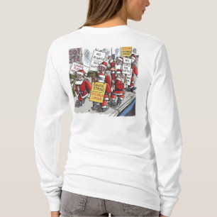 Santa Strike kvinnor vit långärmad skjorta baksida T Shirt