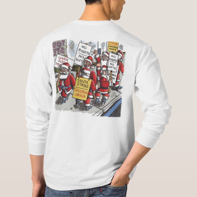 Santa Strike män vit långärmad skjorta bak T Shirt (Baksida)