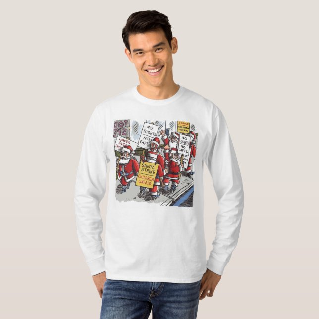 Santa Strike men white long sleeve shirt T (Hel framsida)
