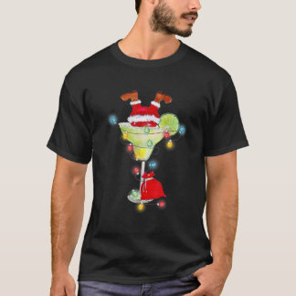 Santa Stuck In Margarita Cocktail Glass Funny Chri T Shirt