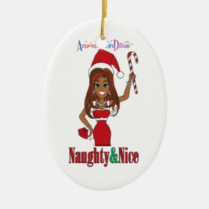 Santa stygg & trevlig Diva Julgransprydnad Keramik