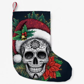 Santa Sugar Skull Liten Julstrumpa