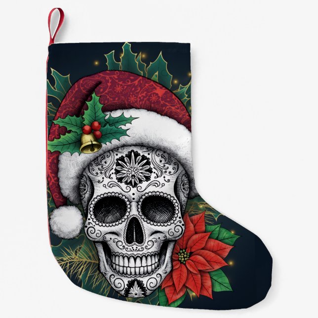 Santa Sugar Skull Liten Julstrumpa (Framsidan)