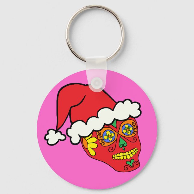 Santa Sugar Skull Nyckelring (Framsida)