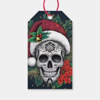 Santa Sugar Skull Presentetikett