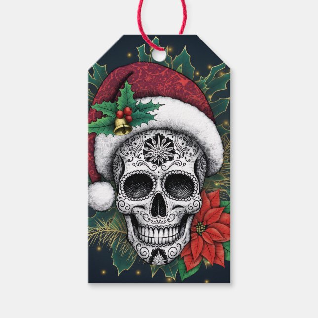 Santa Sugar Skull Presentetikett (Framsidan)