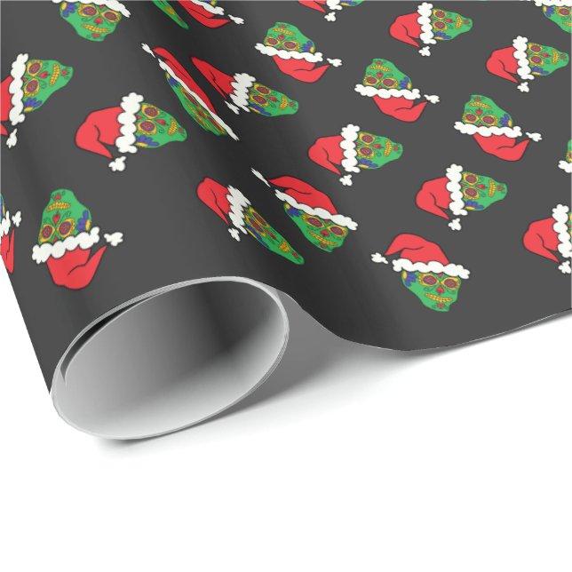 Santa Sugar Skull Presentpapper (Rullad Hörn)