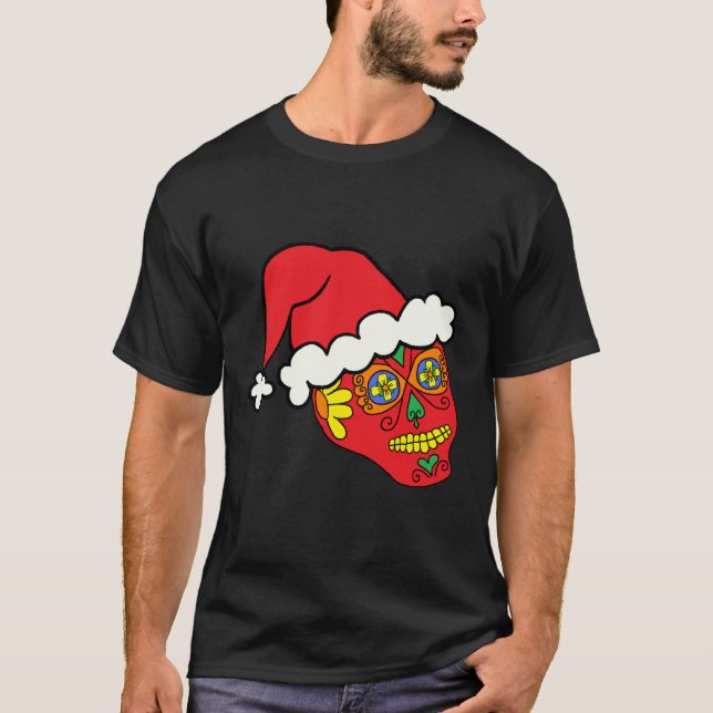 Santa Sugar Skull T Shirt (Framsida)