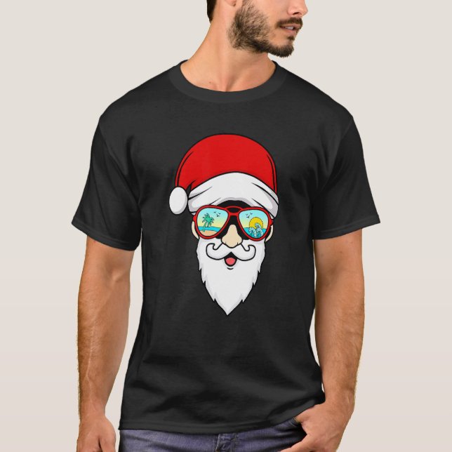 Santa Summer Hawaiian Sunglasses Beach jul I T Shirt (Framsida)