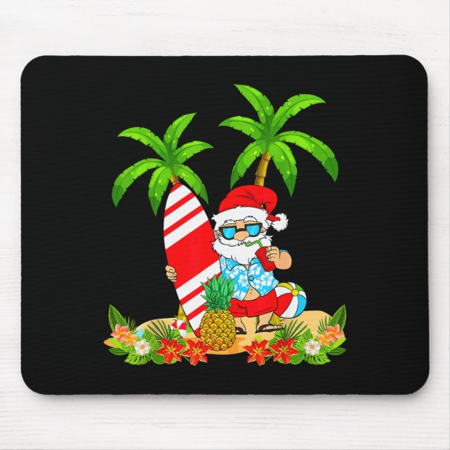 Santa Summer Surfing Christmas In July Beach Vacat Musmatta (Framsidan)