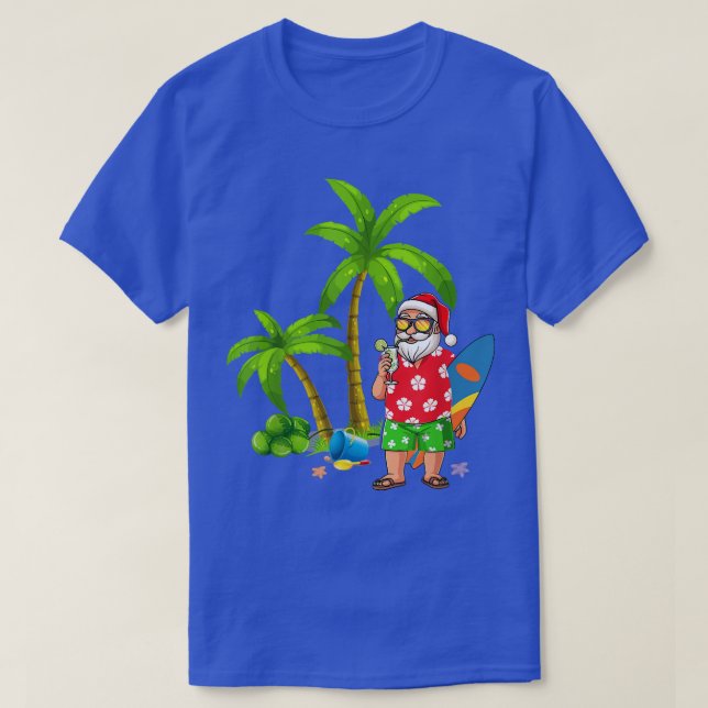 Santa Summer Swimfit Funny jul Hawaiian San T Shirt (Design framsida)