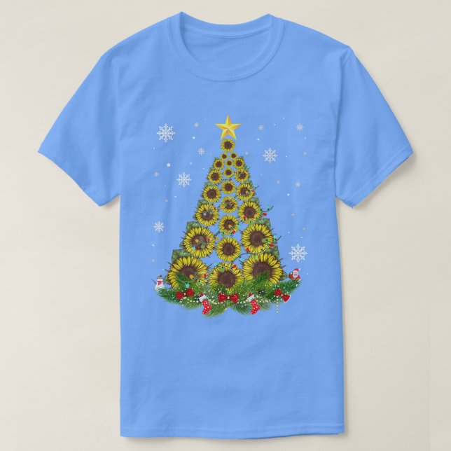 Santa Sunblomma Julgran Julafton Ljus Santa S T Shirt (Design framsida)
