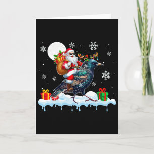 Santa Sungles Ridande Ren Starling Fågel Entusiast Kort