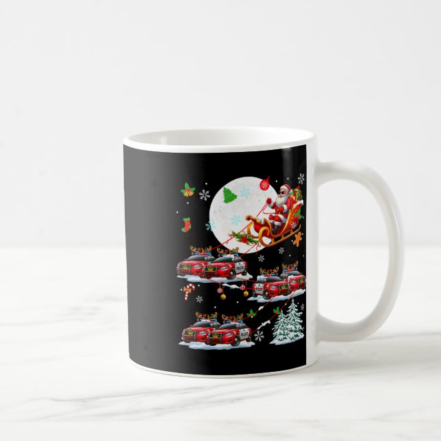 Santa Sungles Sleigh Reindeer Police Cars Christma Kaffemugg (Höger)